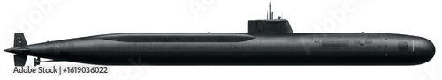 Realistic Ohio-Class Submarine Illustration | Nuclear SSBN in Full Color Side View