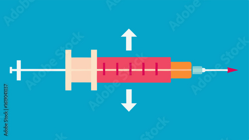 Contrast Agent Illustration A visual of a syringe filled with a contrast agent with arrows pointing to a human body indicating how its injected for better imaging clarity.