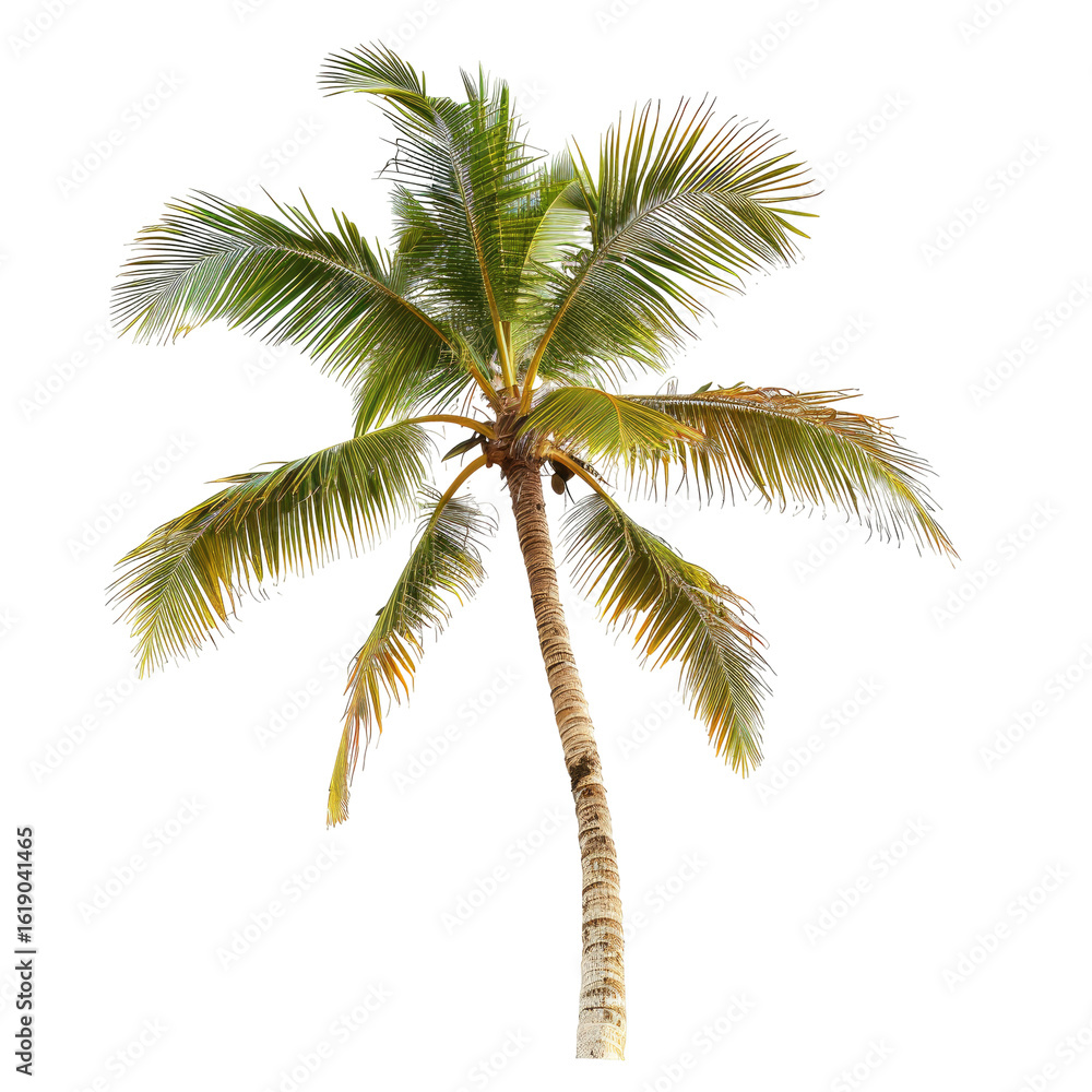 Fototapeta premium Tropical palm tree against black background