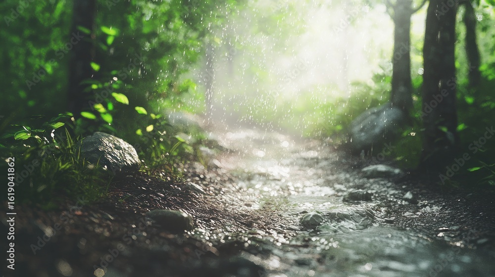 Obraz premium Forest path after rain