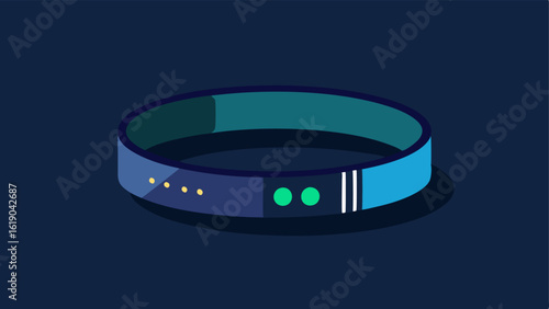 Biofeedback Device An illustration of a wearable device that monitors hormone levels in realtime depicted as a sleek wristband with glowing interfaces.
