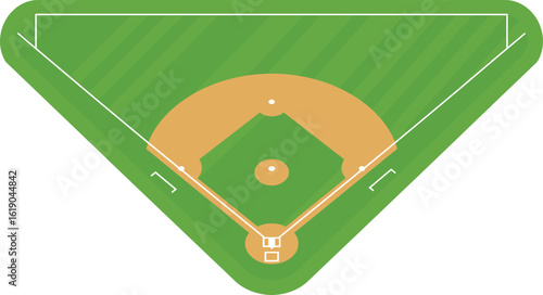 Baseball field vector Icon, showing diamond and base paths. A top-down
