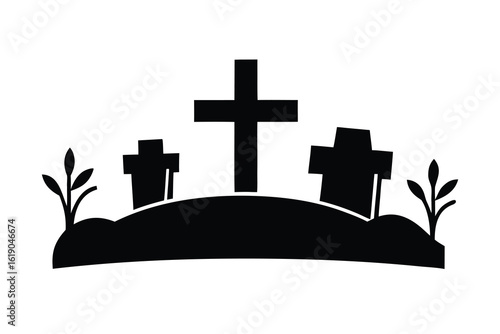 graveyard cross vector icon