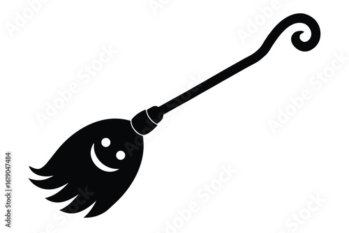 haunted swirl grin broom vector icon