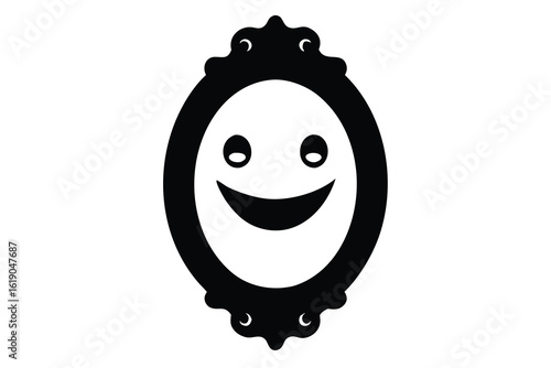 haunted swirl grin mirror vector icon