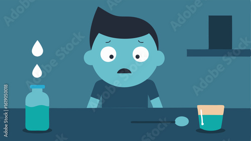 Comedic Expression A character sits at a kitchen table with a humorous exaggerated expression of disbelief. Their mouth is agape and their eyes are wide as the jar slips from their