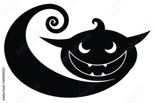 pumpkin swirl grin moon vector icon