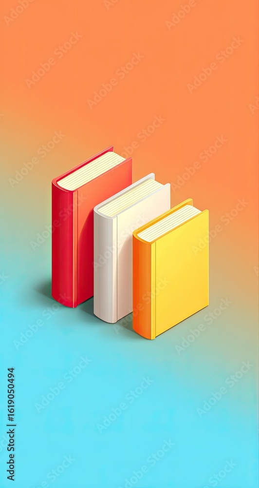 Fototapeta premium Colorful books on gradient background; education concept