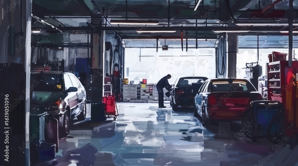 Fototapeta premium Car repair workshop interior
