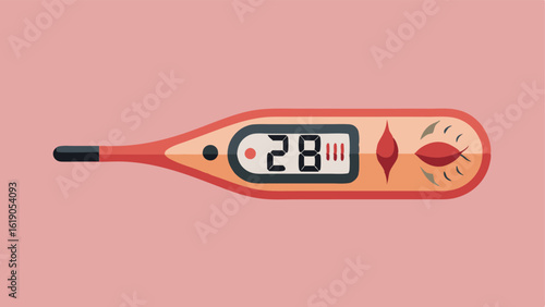 Body Temperature Tattoo A thermometer icon blended into a skinlike texture with a digital readout indicating the body temperature next to it.