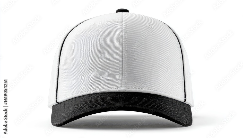 Fototapeta premium White Baseball Cap, Front View, Studio Shot, Blank Template, Mockup