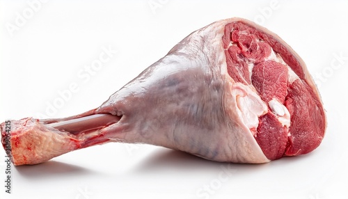raw leg of lamb meat food isolated on white background