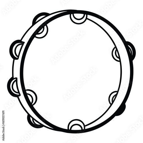 Stylized tambourine illustration with musical elements