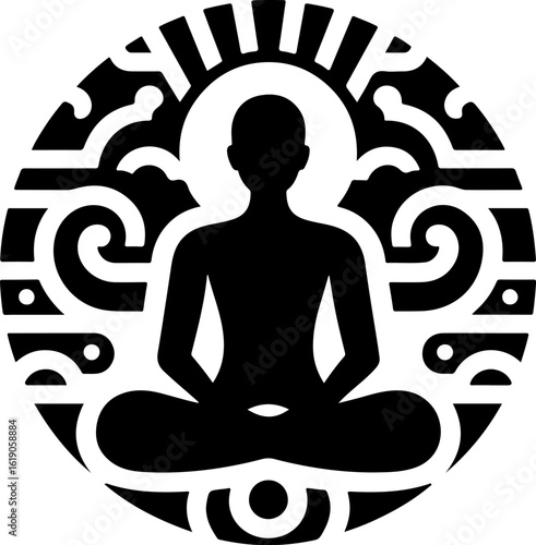 silhouette design vector illustration icon logo symbol meditation calming the heart and soul and mind abstract modern