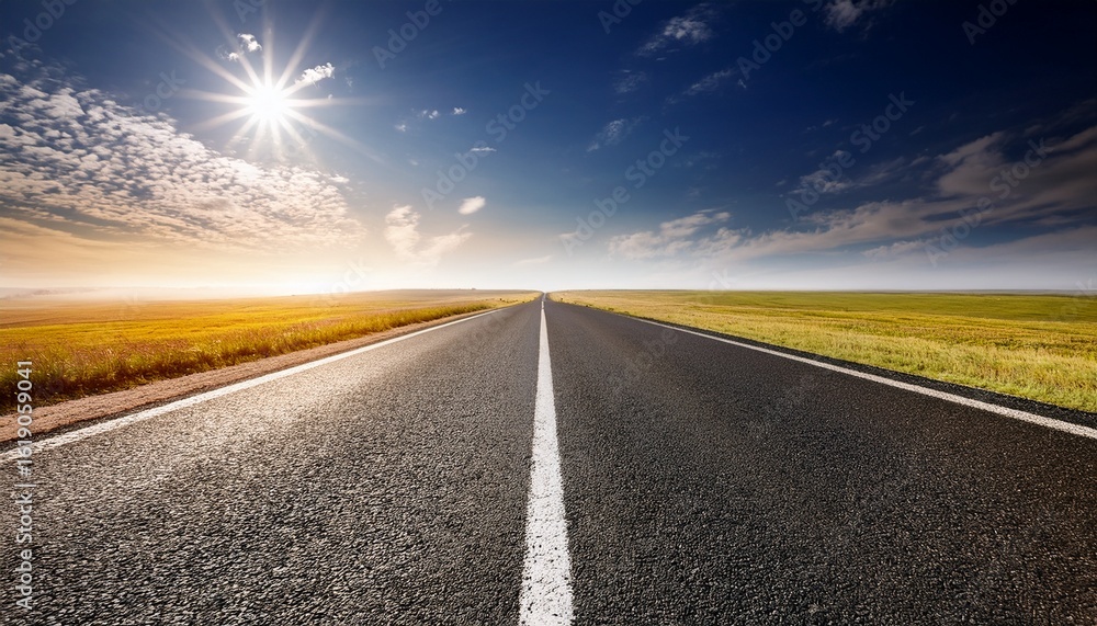 Naklejka premium a clear road stretching into the distance under a bright sky offering a versatile background for various visual projects
