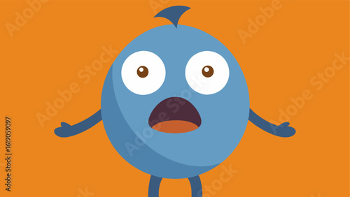 A simple smiling character suddenly transforms into one of shock. Their wide circular eyes are gleaming with surprise and bushy eyebrows shoot upwards. The characters mouth once