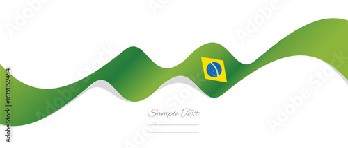 New abstract Brazil wavy flag ribbon with shadows. Brazilian flag vector illustration isolated on white background
