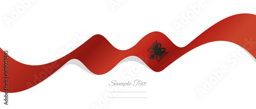 New abstract Albania wavy flag ribbon with shadows. Albanian flag vector illustration isolated on white background