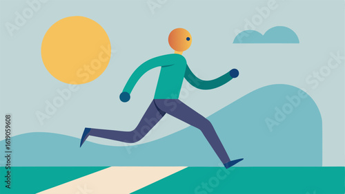 Exercise and Wellness A figure running on a path with a glowing sun in the background promoting physical activity as a key component of preventative medicine.