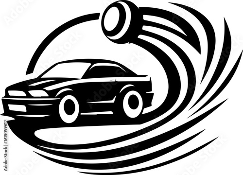 silhouette sketch vector illustration design logo icon symbol racing sport car advanced turbo speed with modern abstract style 