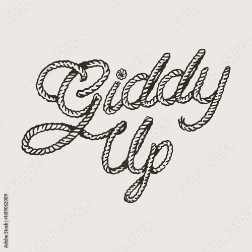 Giddy Up Rope Lettering Design