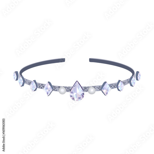 Vector illustration of jeweled headband realistic style on white background, fashion accessory