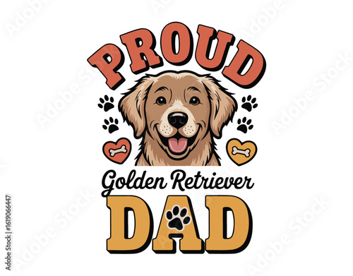 Proud Golden Retriever Dad – Cute Dog Lover Vector Art