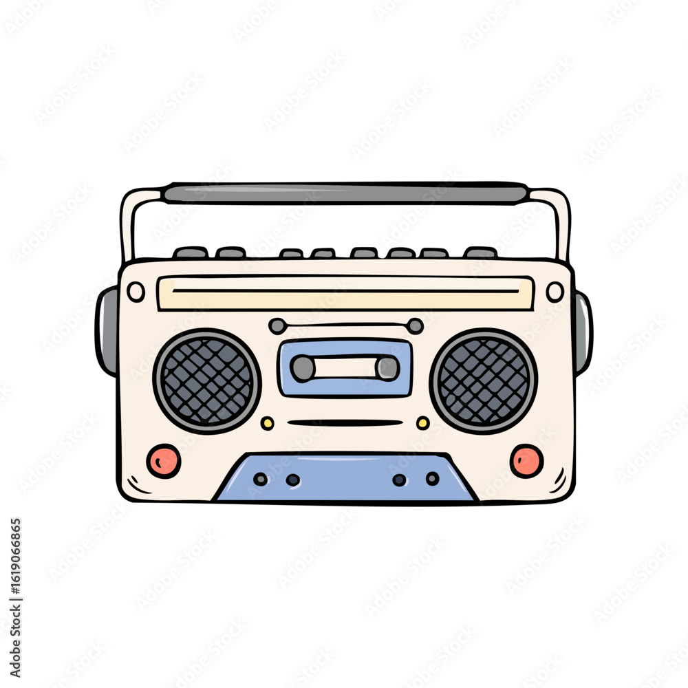 Fototapeta premium Vintage cassette player drawing