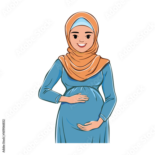 Pregnant muslim woman illustration