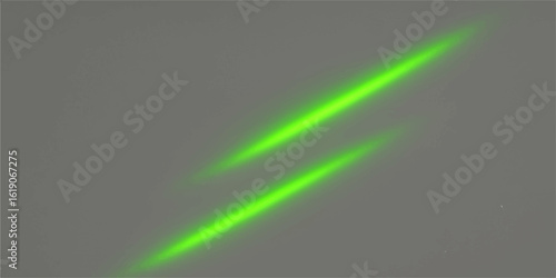 Neon green laser light streaks on dark background for abstract futuristic visuals