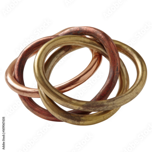 Abstract Sculptural Metal Brooch in Mixed Brass and Copper Elements