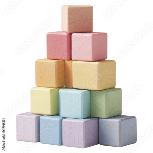 Wallpaper Mural Colorful Wooden Building Blocks Stacked to Form a Tower Structure Torontodigital.ca