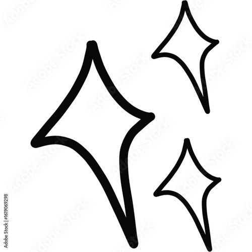 Minimalist Black Sparkle Icon – Triple Star Twinkle