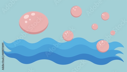 Bubble Metaphor Bubbles representing exosomes floating above rough skin dropping down to the surface and causing ripples of smoothness as they make contact.