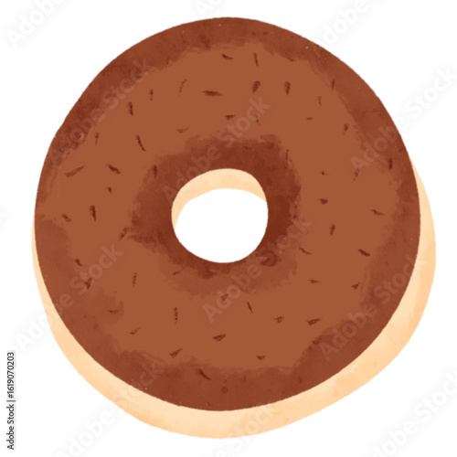 Chocolate Donut with Sprinkles – Pastel Food Illustration