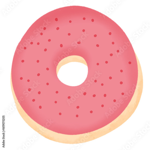 Pink Donut with Sprinkles – Cute Food Illustration in Pastel Style