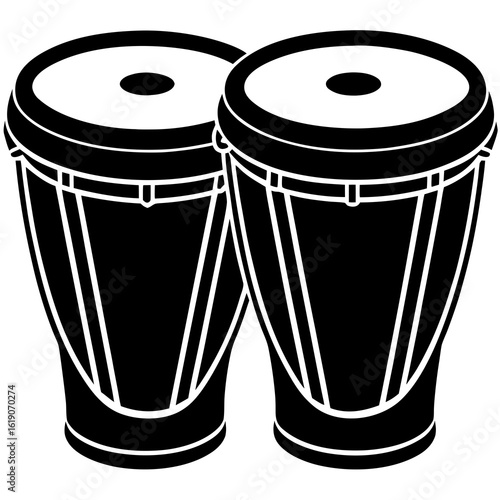 Minimalist Bongo Drums Silhouette Vector Icon | Clean Latin Percussion