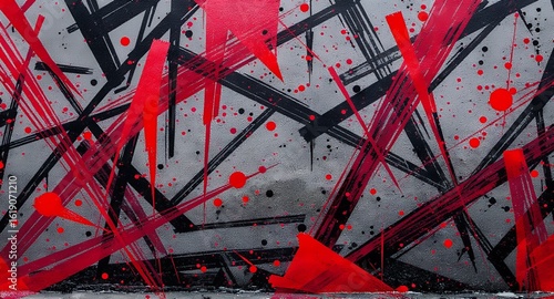 Abstract Red and Black Paint Splatter Background