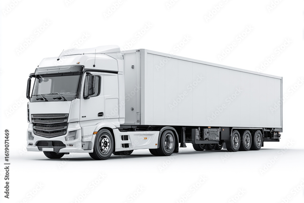Cargo Truck Mockup Design Isolated on White Background Cargo Truck Mockup Design Isolated on White Background