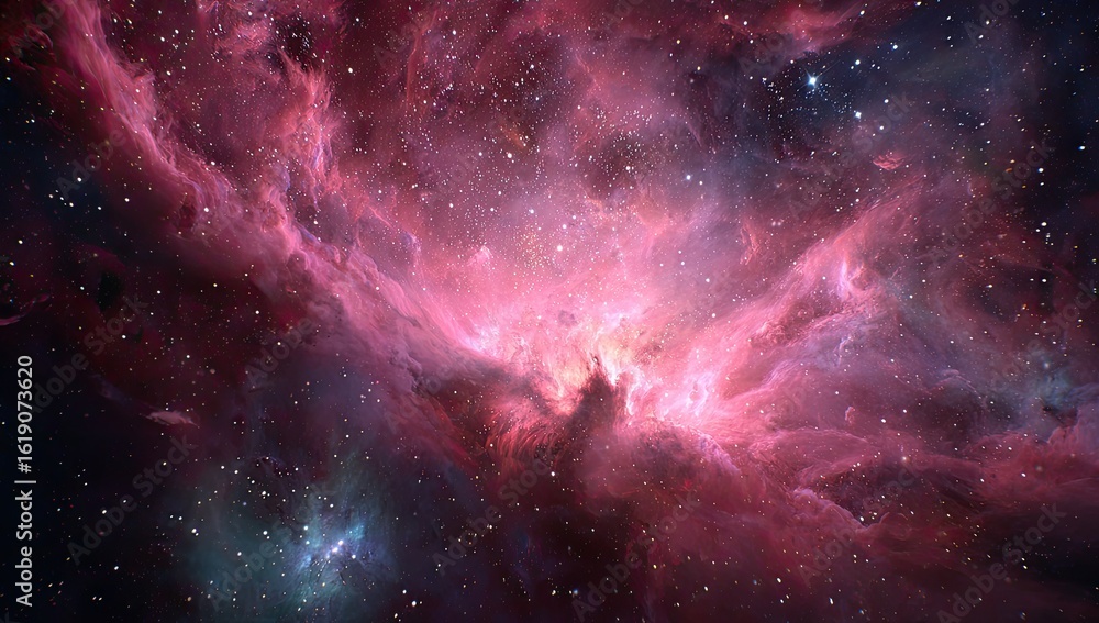 Fototapeta premium Cosmic Nebula Pink & Blue Gaseous Clouds in Space