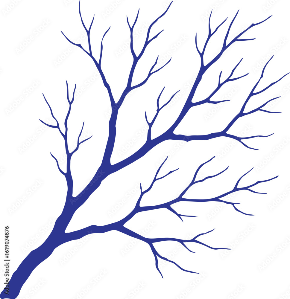 Fototapeta premium A vector illustration of silhouette of a bare tree branch isolated on white background, perfect for naturethemed designs