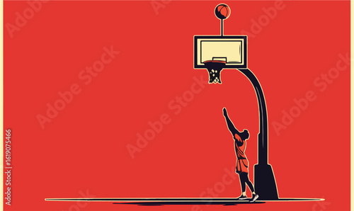 Dynamic basketball player aiming for the hoop, capturing the thrill of the game in bold graphic style