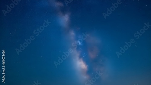 At night, the stars shine in the clear, cloudless sky.