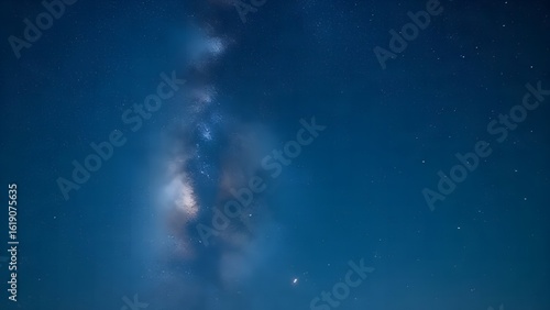 At night, the stars shine in the clear, cloudless sky.