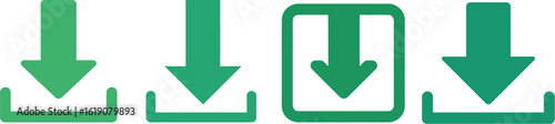 Green Download Vector Arrow for File Transfer Interfaces and Software Installers