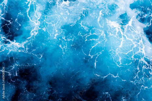 Sea surface background. Top view of amazing foamy water. Can be used in covers, packaging, posters, textures, brochures, art and design projects. Beautiful vector illustration.