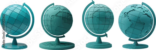 Teal Globe Vector Icon for International Business and Geography Education