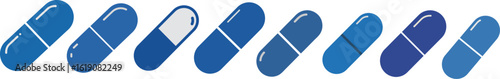 Blue Pill Capsule Vector Icon for Pharmacy Labels and Medicine Packaging