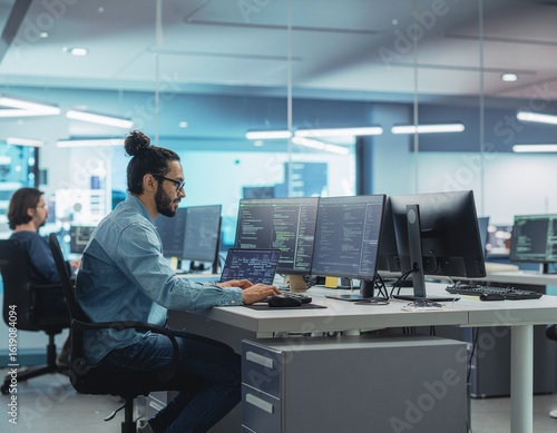 Programmer working in a software developing company