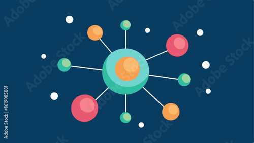 Exosome Concept A stylized representation of exosomes as tiny spheres interconnected by lines symbolizing their role in skin regeneration and healing.